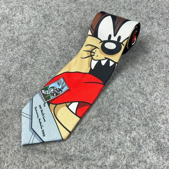 VTG Looney Tunes Tie Taz Stamp Collection 1997 Necktie Tasmanian Devil USPS USA